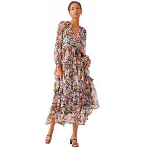 Anthropologie The Marais Printed Chiffon Maxi Dress Size S # 842